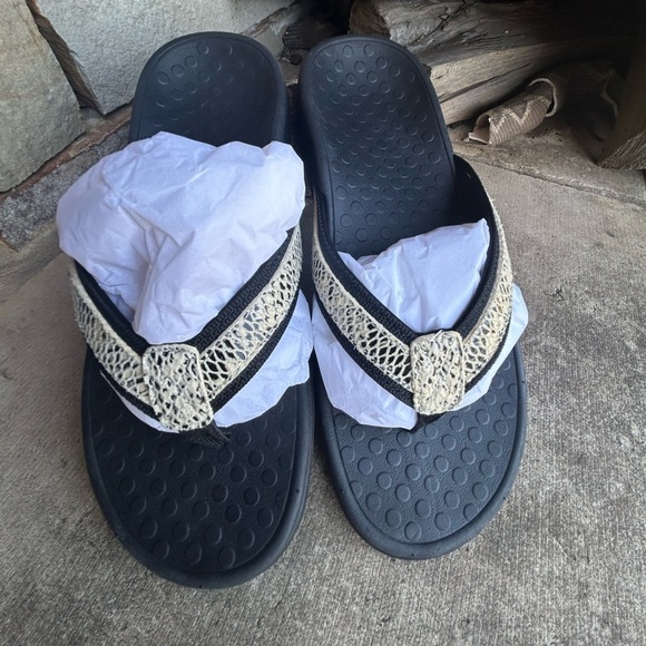 Vionic black snake tide toe post orthotic thong sandals Sz-5.  M - Picture 5 of 8